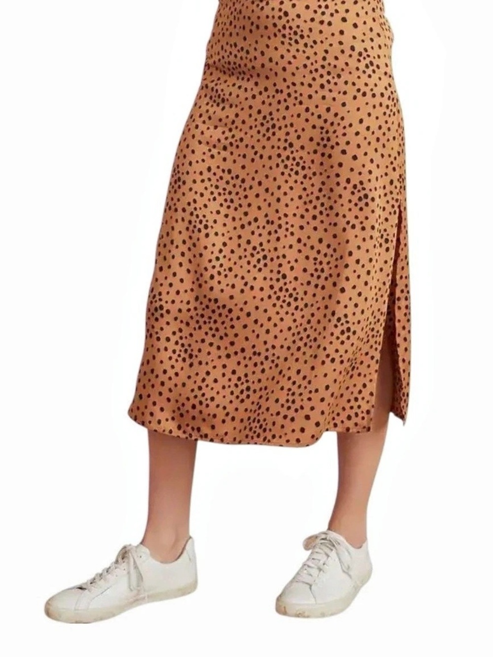 Marine Layer Zaria Midi Slip Skirt Abstract Cheetah Animal Print Tan Black 4